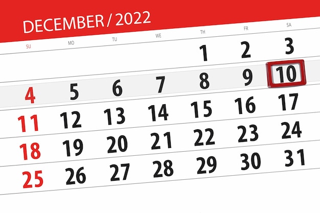 Calendario 2022 scadenza giorno mese organizzatore pagina data dicembre sabato numero 10