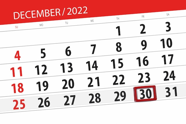 Calendario 2022 scadenza giorno mese organizzatore pagina data dicembre venerdì numero 30