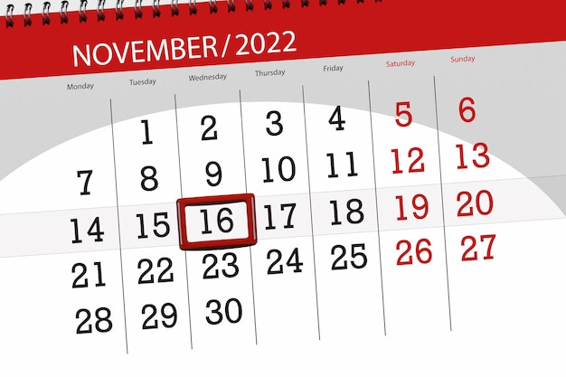 Calendario 2022 scadenza giorno mese organizzatore pagina data novembre mercoledì numero 16