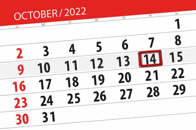 Calendario 2022 scadenza giorno mese organizzatore pagina data ottobre venerdì numero 14