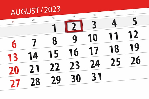 Calendario 2023 scadenza giorno mese pagina organizzatore data agosto mercoledì numero 2