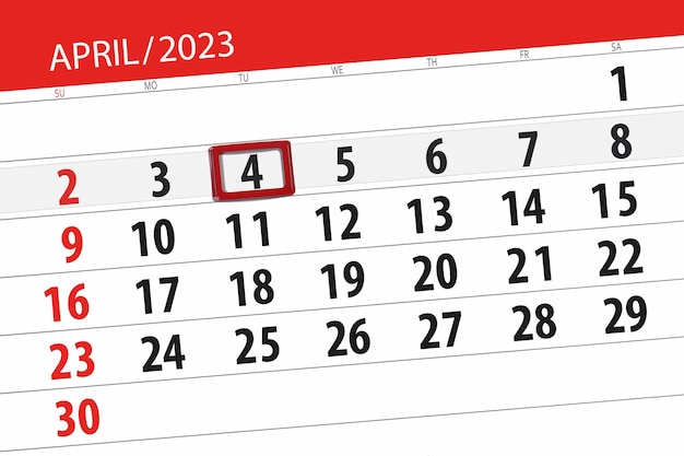 Calendario 2023 scadenza giorno mese pagina organizzatore data aprile martedì numero 4