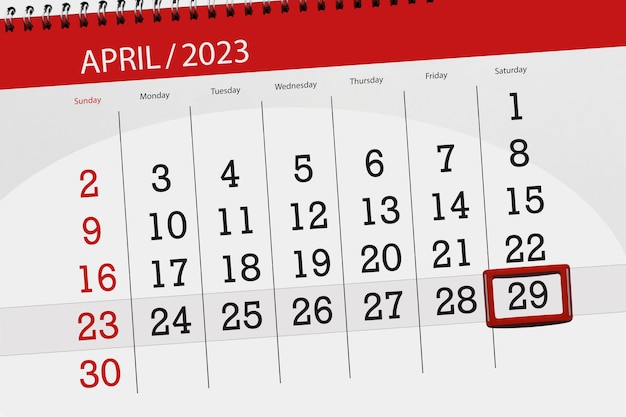 Calendario 2023 scadenza giorno mese pagina organizzatore data aprile sabato numero 29