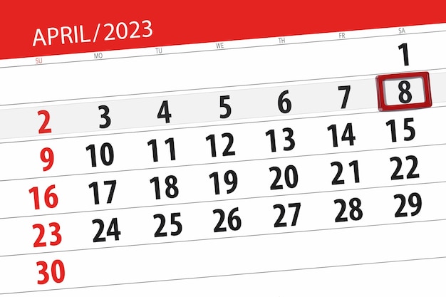 Calendario 2023 scadenza giorno mese pagina organizzatore data aprile sabato numero 8