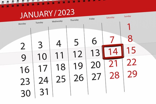 Calendario 2023 scadenza giorno mese pagina organizzatore data gennaio sabato numero 14