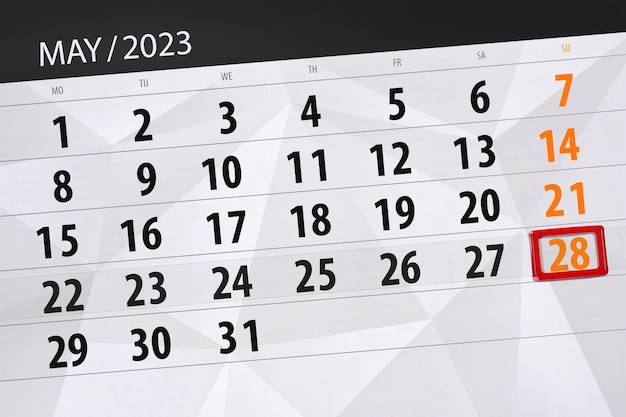 Calendario 2023 scadenza giorno mese pagina organizzatore data maggio domenica numero 28