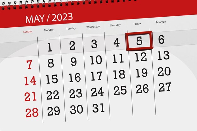 Calendario 2023 scadenza giorno mese pagina organizzatore data maggio venerdì numero 5