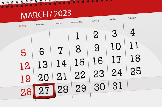 Calendario 2023 scadenza giorno mese pagina organizzatore data marzo lunedì numero 27