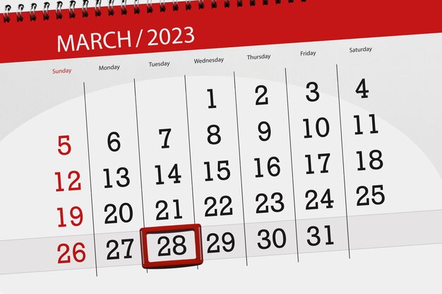 Calendario 2023 scadenza giorno mese pagina organizzatore data marzo martedì numero 28