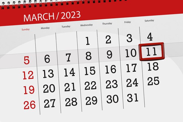 Calendario 2023 scadenza giorno mese pagina organizzatore data marzo sabato numero 11