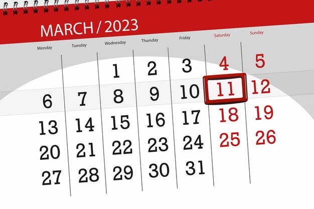 Calendario 2023 scadenza giorno mese pagina organizzatore data marzo sabato numero 11