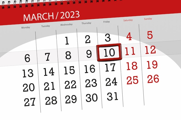 Calendario 2023 scadenza giorno mese pagina organizzatore data marzo venerdì numero 10