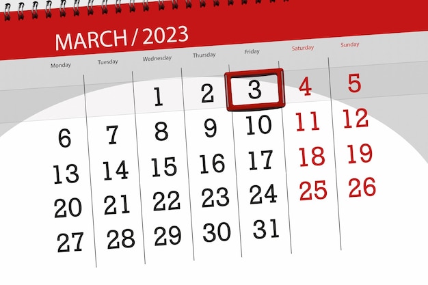 Calendario 2023 scadenza giorno mese pagina organizzatore data marzo venerdì numero 3