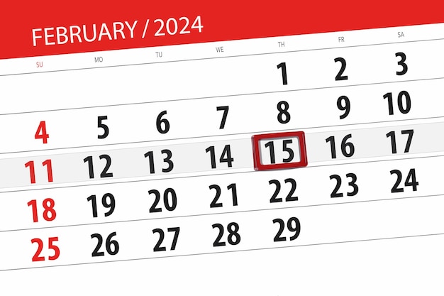 Calendario 2024 scadenza giorno mese pagina organizzatore data febbraio giovedì numero 15