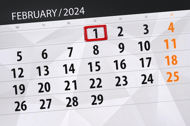 Calendario 2024 scadenza giorno mese pagina organizzatore data febbraio giovedì numero 1