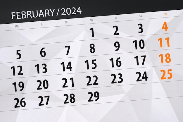 Calendario 2024 scadenza giorno mese pagina organizzatore data febbraio