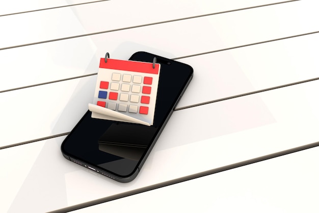 Calendario 3d galleggiante con smartphone