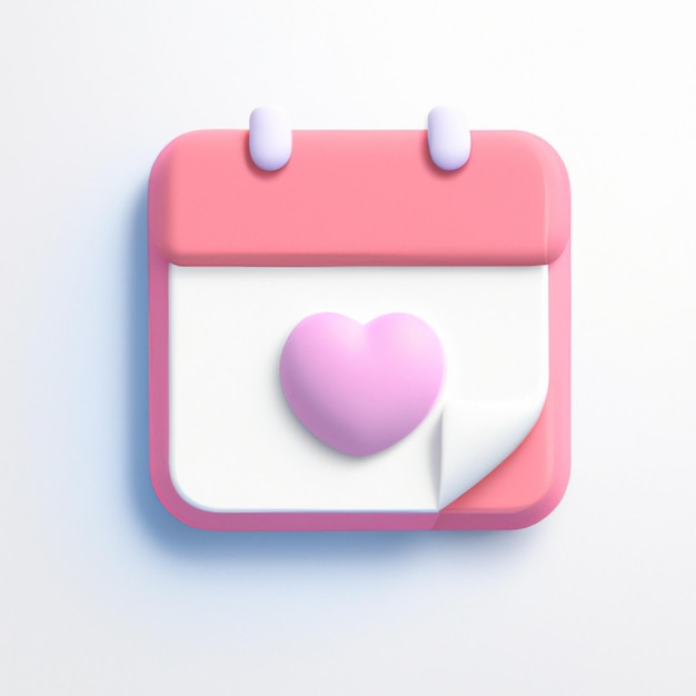 calendario 3d icona cuore amore programma data san valentino creare con tecnologia ai generativa