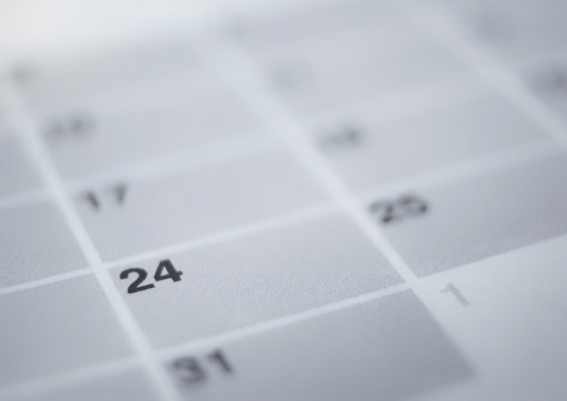 Calendario che mostra la macro numero 24