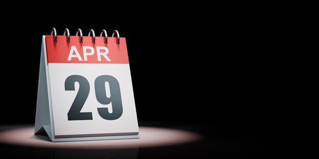 Calendario di aprile evidenziato su sfondo nero