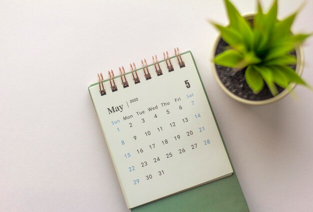 Calendario di scrivania di maggio 2022 del calendario dell'anno per la pianificazione e la gestione di ogni data