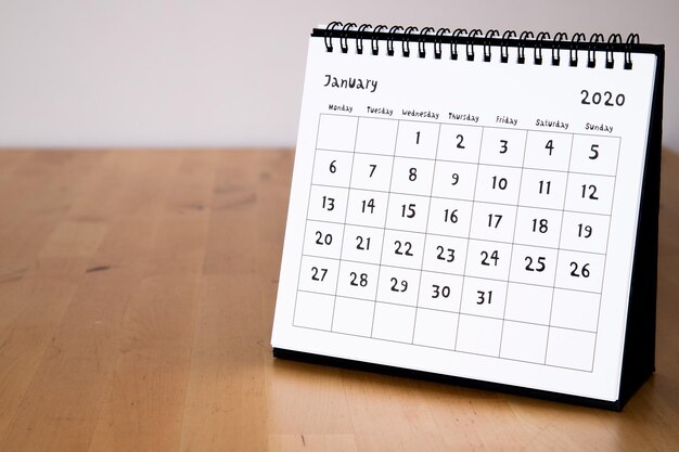Calendario gennaio 2020 - pagina del mese