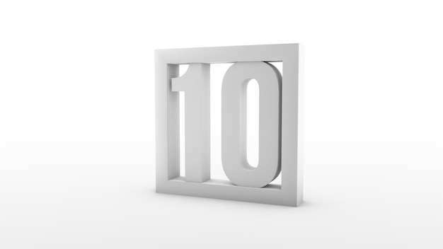 Calendario minimalista semplice. Giorno dieci. Numero 10 in una cornice. rendering 3d, illustrazione 3d.