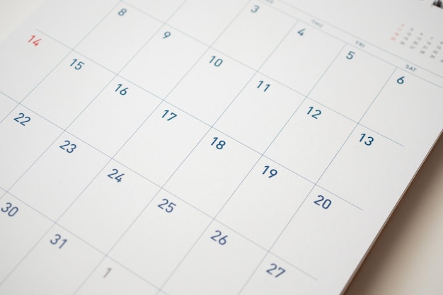 Calendario pagina data sfondo pianificazione aziendale appuntamento riunione concetto