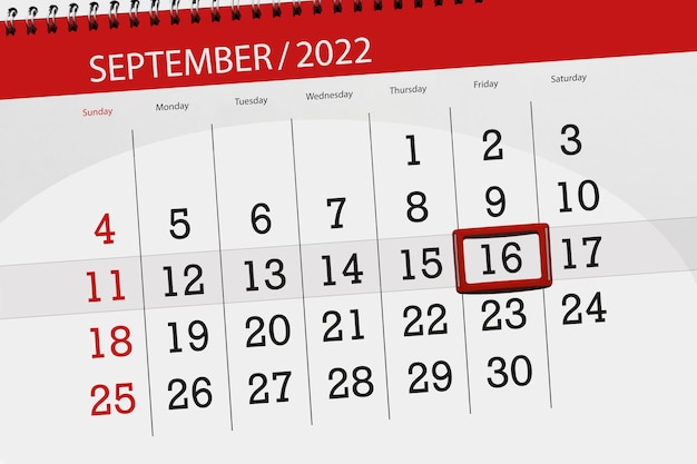 Calendario planner per il mese di settembre