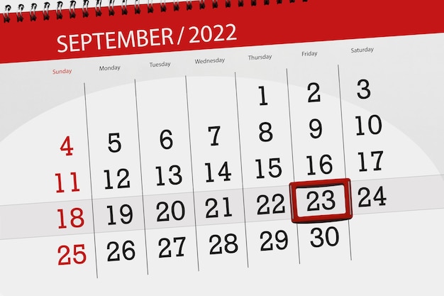 Calendario planner per il mese di settembre