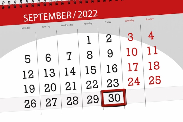 Calendario planner per il mese di settembre