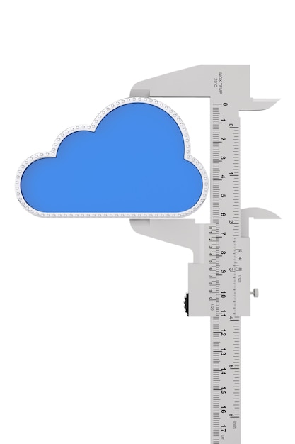 Calibro a corsoio in metallo con icona a forma di nuvola su sfondo bianco