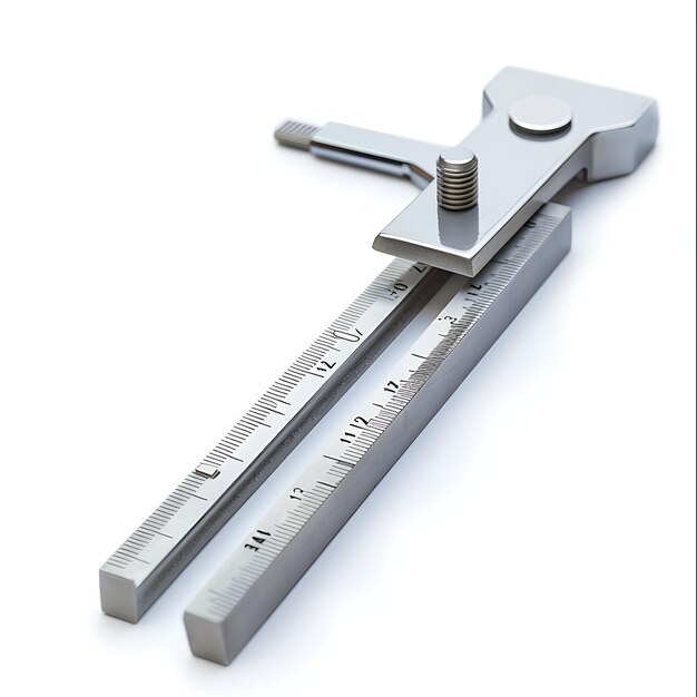 Caliper con corpo metallico d'argento uno strumento utilizzato per la misurazione dell'isolamento di oggetti in bianco pulito BG Design