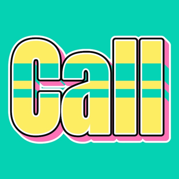 Call Typography Vintage 90s 3d design giallo rosa testo sfondo foto jpg