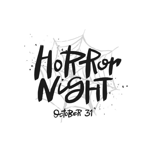 Calligrafia di pennello lettering notte horror Tipografia di Halloween scritta a mano