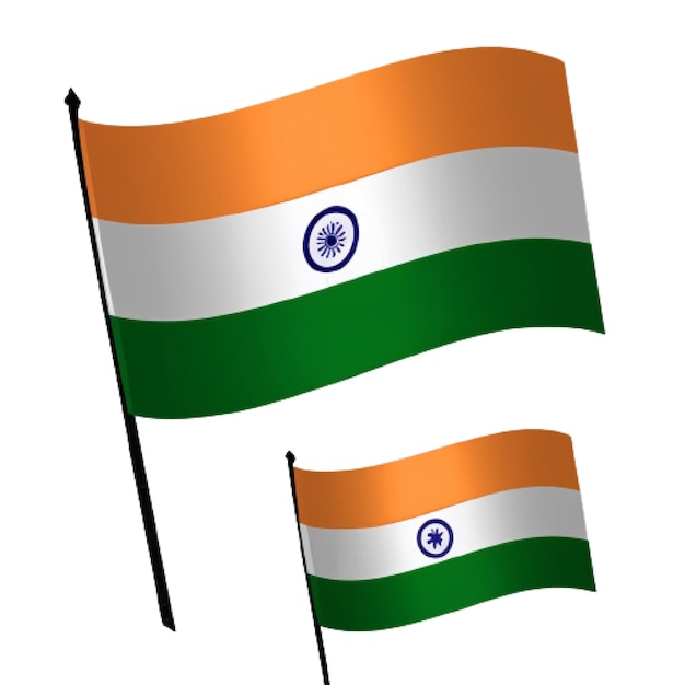 Calligrafia hindi di Vande Matram con bandiera indiana e vettore di clipart del testo del 15 agosto