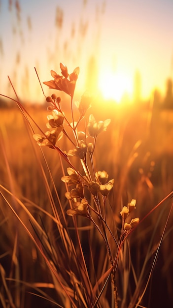 Calore giornata di sole del tramonto estivo all'aperto dietro la pianta secca marrone