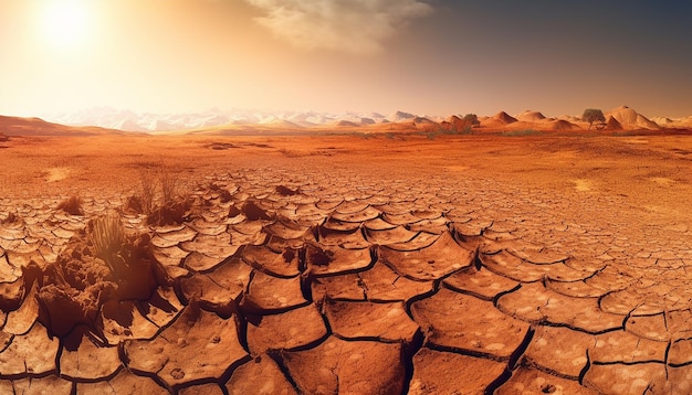 Cambiamenti climatici e riscaldamento globale erosione del suolo creati con la tecnologia Generated AI