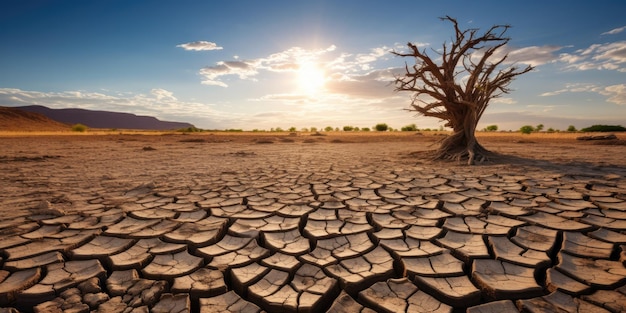 Cambiamento climatico Terra colpita dalla siccità Terre asciutte disperate per la pioggia Grido di soccorso della natura