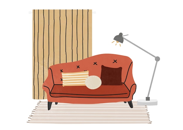 Camera accogliente png illustrazione con mobili decorazione della casa sfondo trasparente