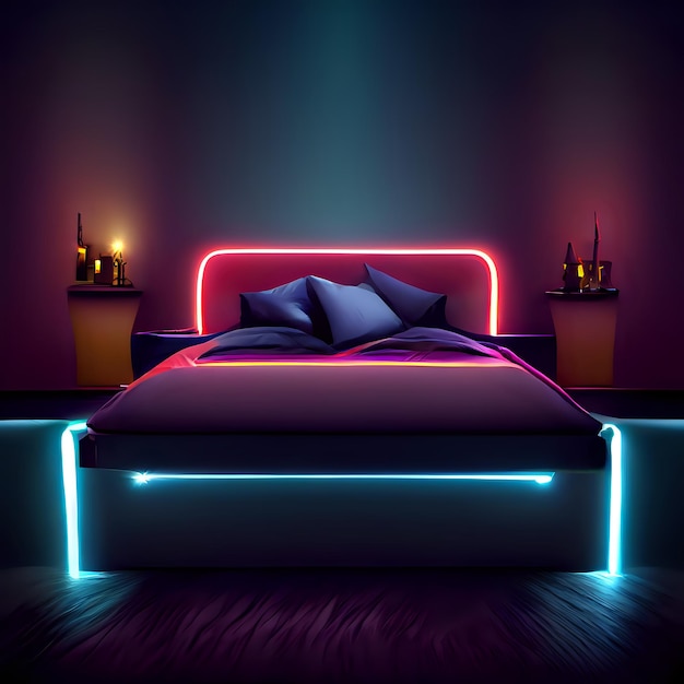 Camera con letto al neon