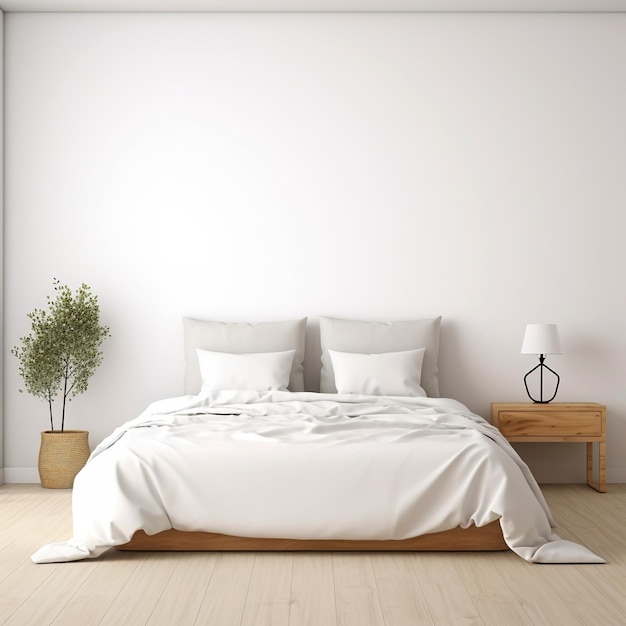Camera da letto bianca minimalista