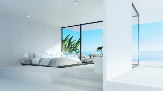 camera da letto della spiaggia / rendering 3D