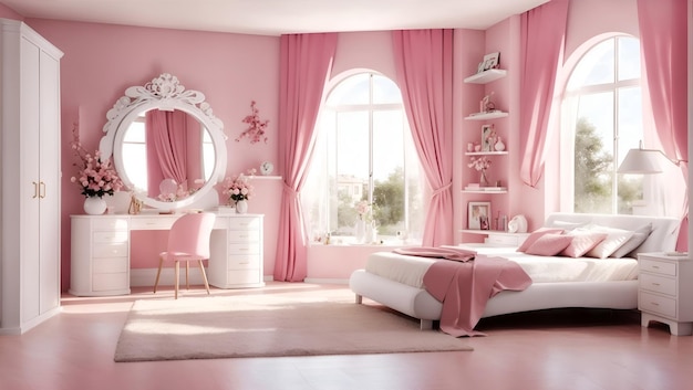 Camera da letto in stile Barbie