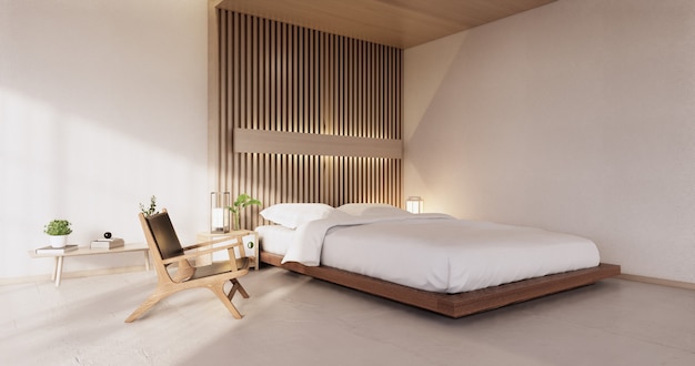 Camera da letto moderna - stile giapponese. Rendering 3D