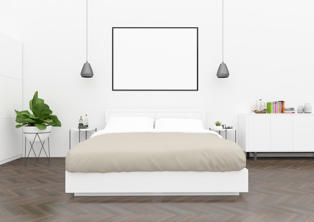 Camera da letto scandinava - cornice orizzontale