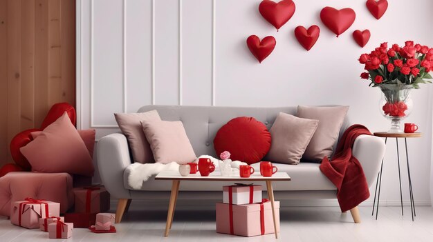 Camera decorata per il giorno di San Valentino