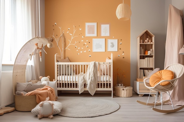 Camera dei bambini in stile scandinavo rendering 3D