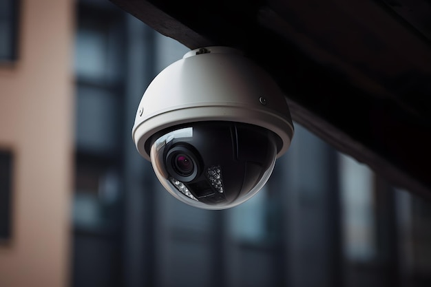 Camera di sicurezza su un edificio moderno CCTV sul muro della città