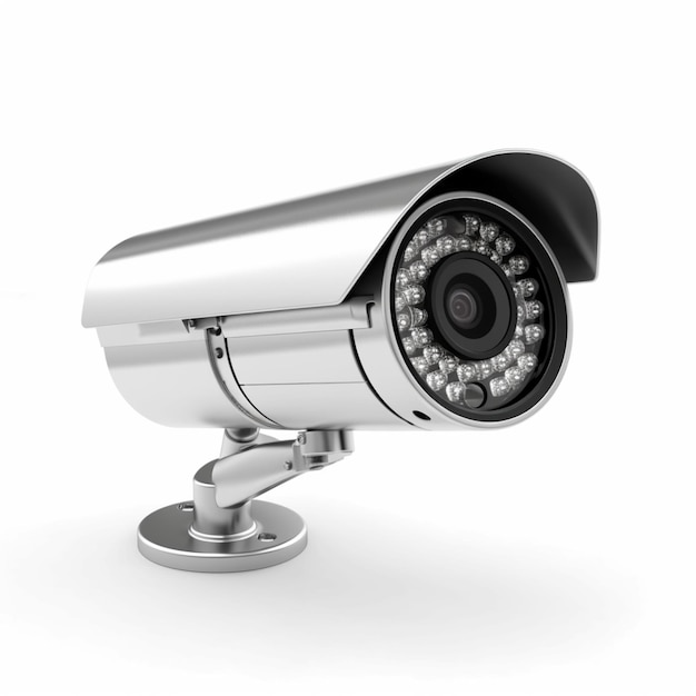 Camera di sorveglianza CCTV Tecnologia di sicurezza su sfondo bianco